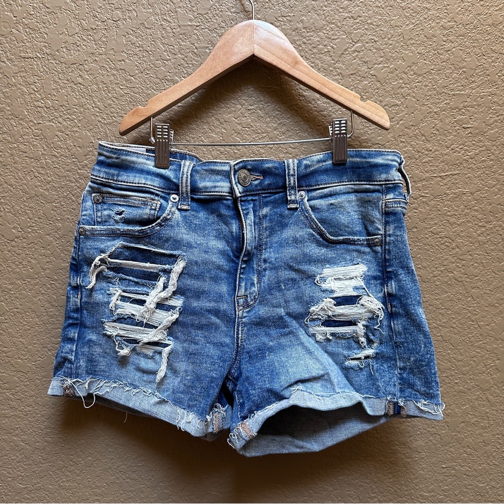 American Eagle Outfitters Blue Jean Shorts Distressed Cut-Off